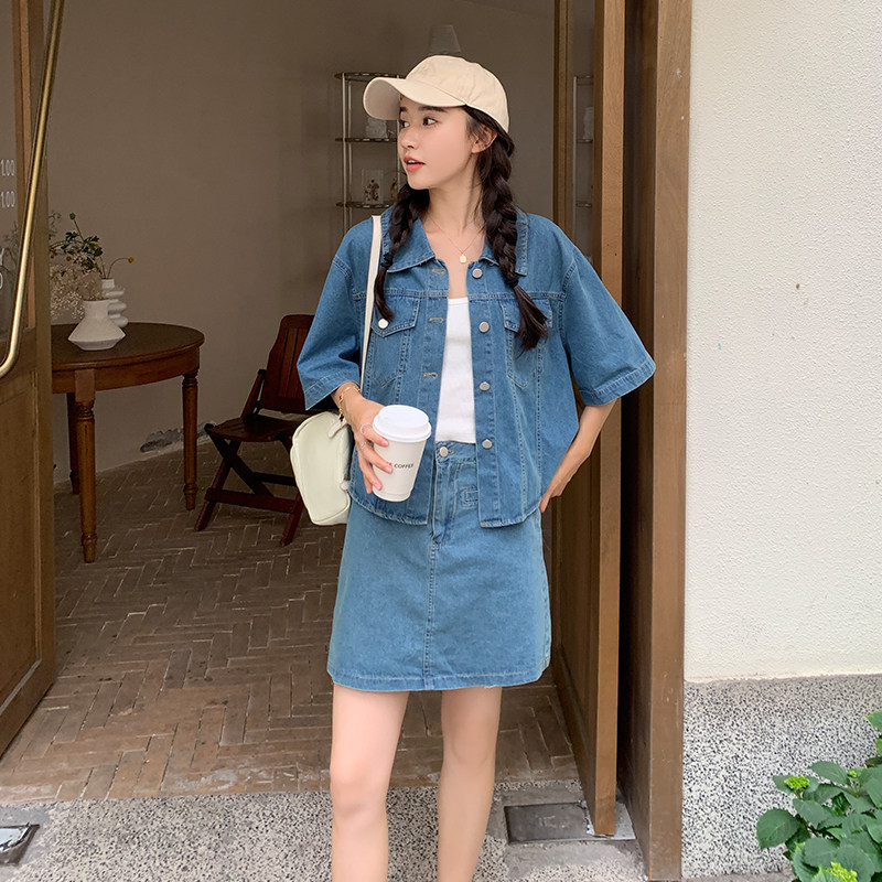 【现货】牛仔上衣+防走光短裙两件套套装851-P125-K178,女装套装/套裙,浙宝113