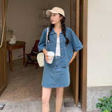 【现货】牛仔上衣+防走光短裙两件套套装851-P125-K178，女装套装/套裙，浙宝113