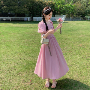 法式泡泡袖公主裙女2025年夏季新款高级感复古气质收腰显瘦连衣裙图片
