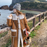 【现货】长款鹿皮绒羊羔毛皮毛一体大衣093-P205-K298，女装皮草，浙宝113