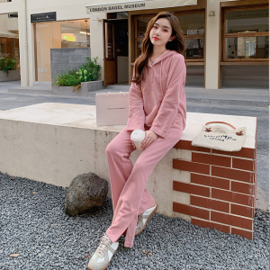 2025早春新款高级感网红炸街洋气时尚休闲粉色卫衣运动两件套装女,女装套装/套裙,浙宝113