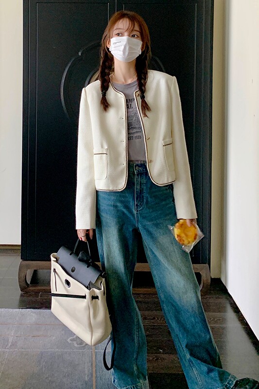 【新款】金属扣小香风拼色短外套863-P125-K178,女装短外套,浙宝113