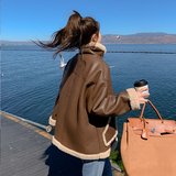 【现货】PU皮拼羊羔毛皮毛一体684-P185-K278，女装派克服，浙宝113