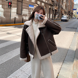 【现货】美拉德机车风PU皮羊羔毛皮毛一体232-P185-K278，女装皮草，浙宝113