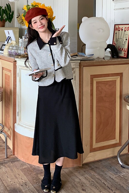 【现货】黑白拼接小香风短外套878-P135-K188,女装短外套,浙宝113