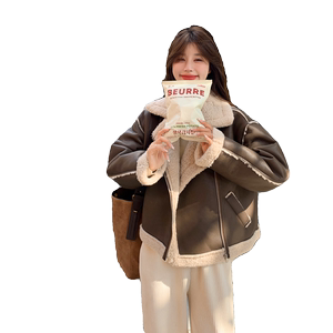 【现货】美拉德机车风PU皮羊羔毛皮毛一体 232-P185-K278图片