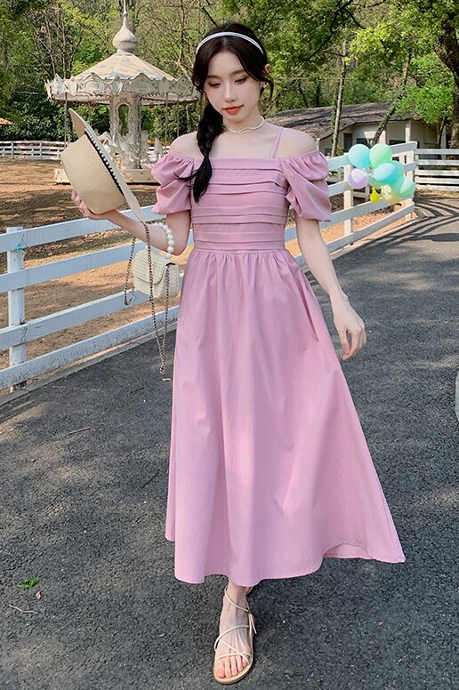 法式泡泡袖公主裙女2025年夏季新款高级感复古气质收腰显瘦连衣裙,女装连衣裙,浙宝113