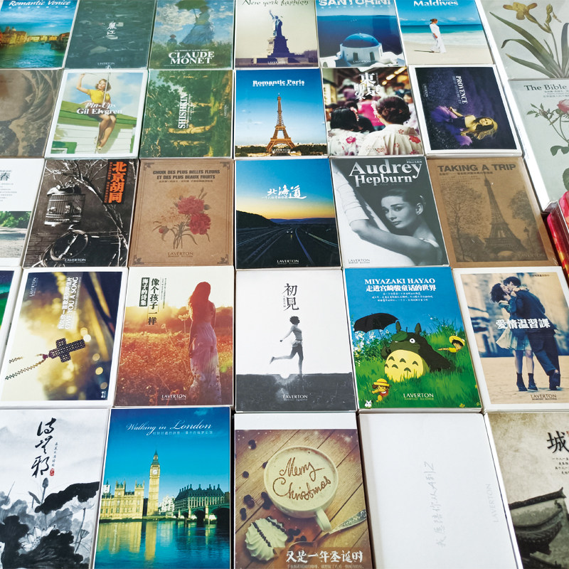 买二赠二油画旅行青春复古文艺风景明信片 手绘创意卡片 文艺复古