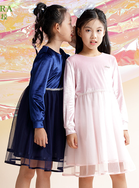 巴柯拉专柜同款中大女童连衣裙童装儿童网纱秋冬女孩可爱公主裙子