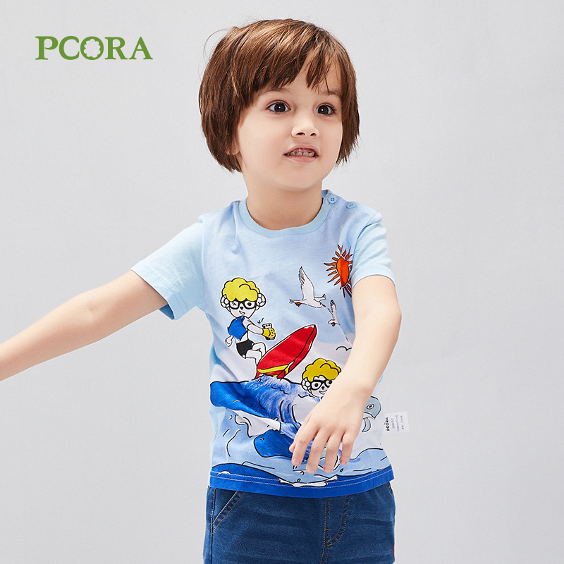巴柯拉短袖t恤童装卡通圆领