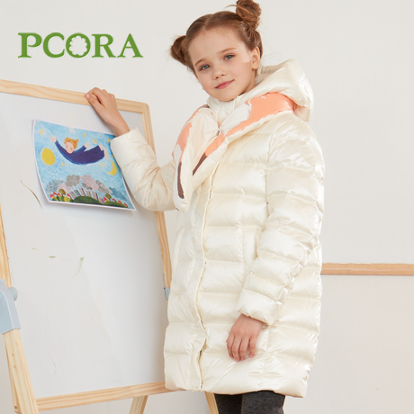 巴柯拉女童中长款羽绒服外套