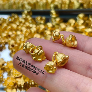 足金999铃兰花项链吊坠幸福归来黄金铃兰花挂坠手链手串坠送女友
