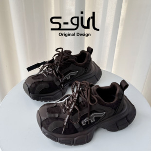 SGIRL TWTW小众厚底潮酷老爹鞋女2025新款时尚双鞋带运动休闲鞋潮