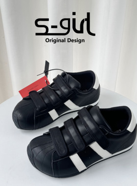 SGIRL TWTW复古厚底板鞋女2025丑萌大头魔术贴小众百搭休闲德训鞋