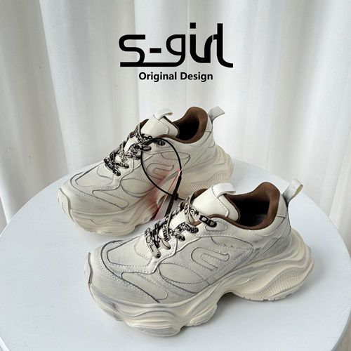 SGIRLTWTW复古做旧厚底老爹鞋女