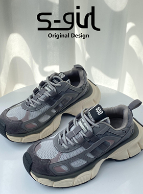 SGIRL TWTW加绒保暖厚底老爹鞋女2025新款百搭休闲跑步运动鞋潮冬