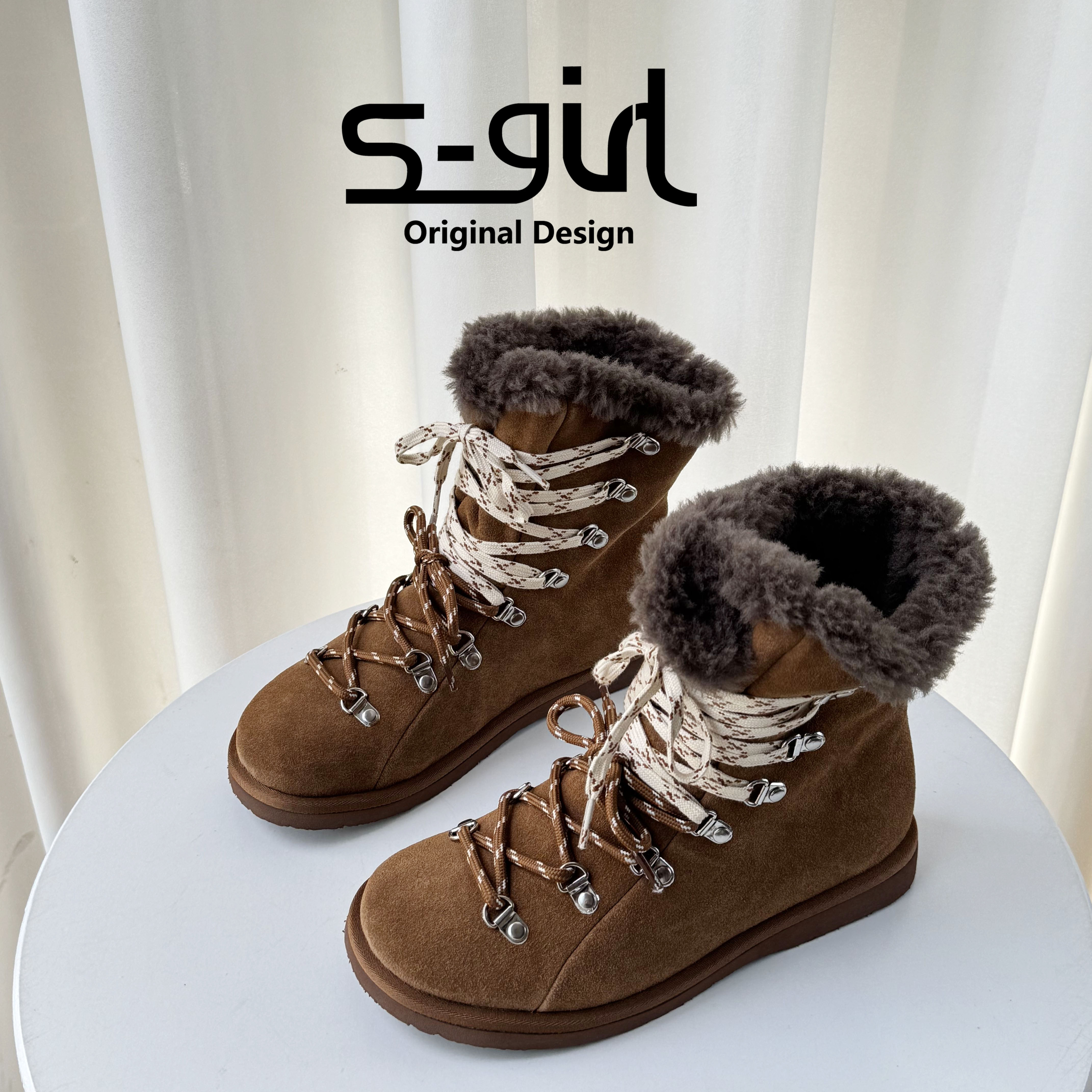 SGIRLTWTW设计感厚底雪地靴女