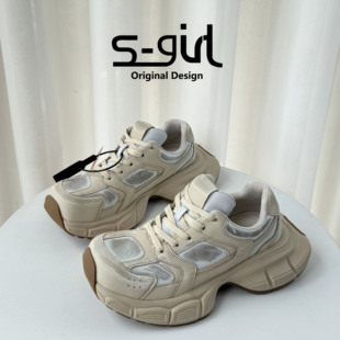 SGIRL TWTW复古擦色老爹鞋女2025新款时尚小个子增高运动休闲鞋潮