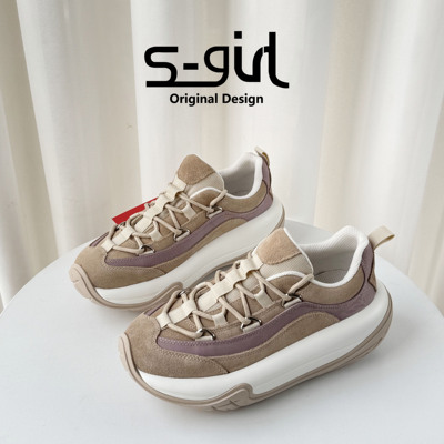 SGIRLTWTW拼接松糕底老爹鞋女