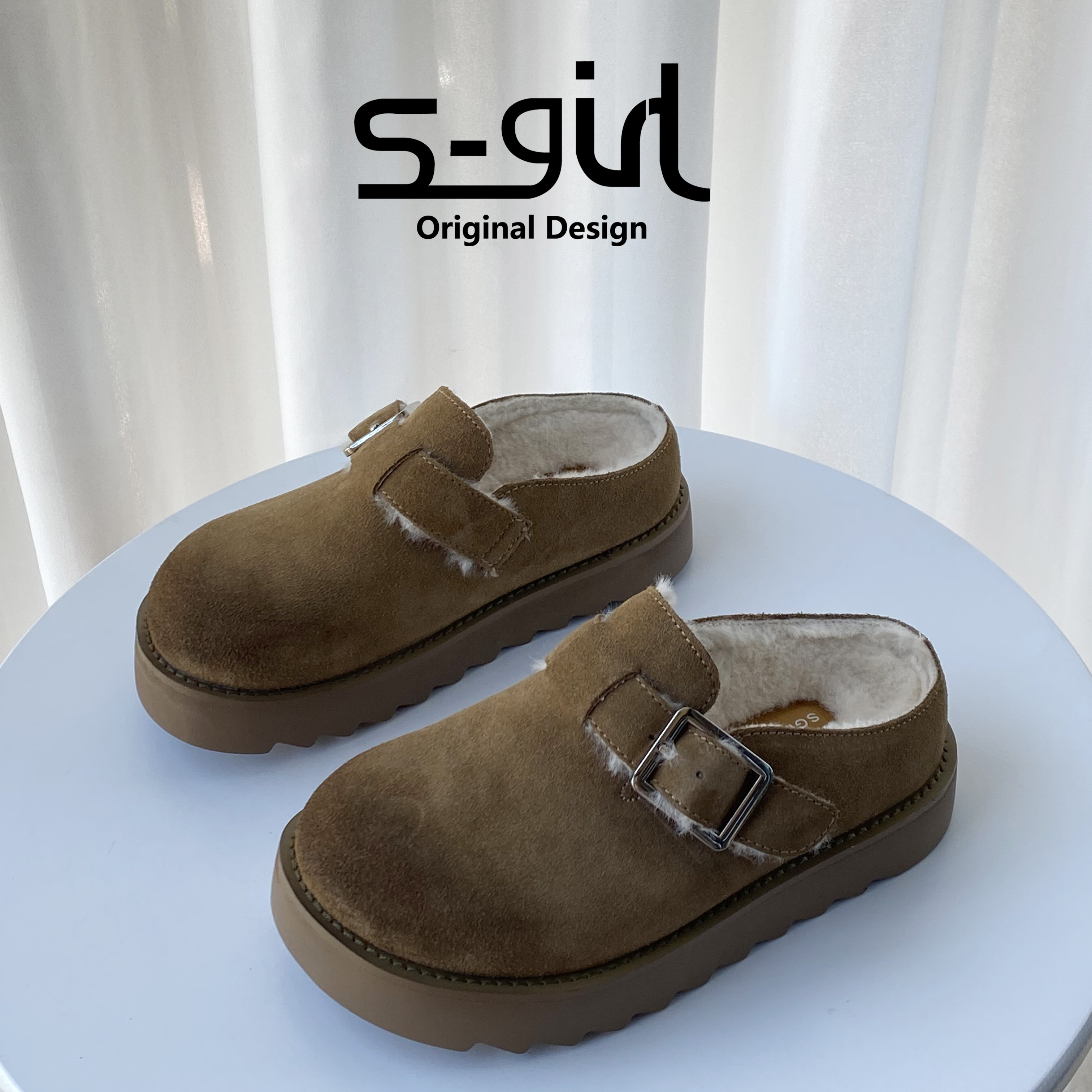 SGIRLTWTW厚底包头半拖鞋女