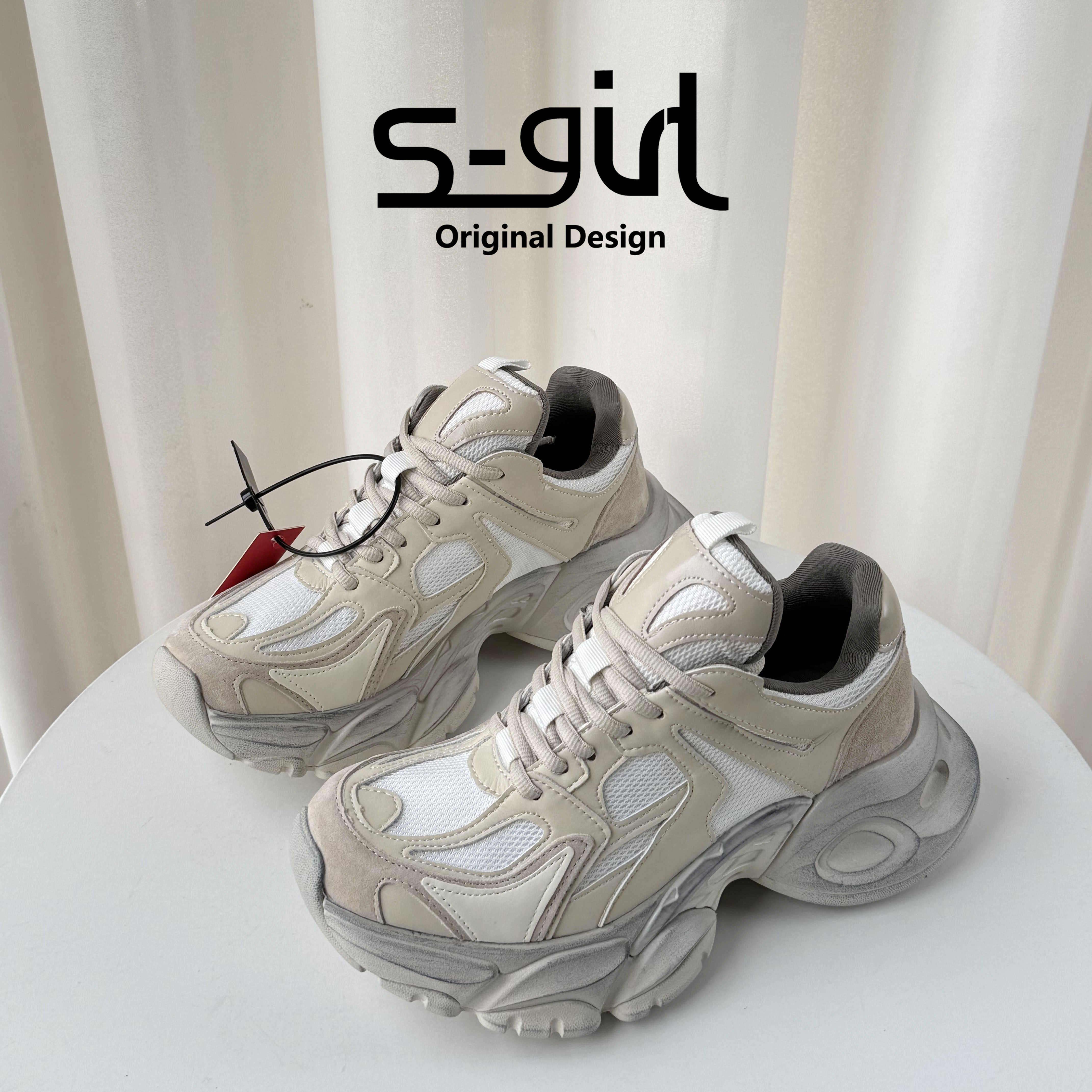 SGIRL TWTW复古擦色松糕老爹鞋女2026新款百搭时尚厚底休闲运动鞋,女鞋,老爹鞋,淘宝优惠券,粉丝福利购,淘宝优惠卷