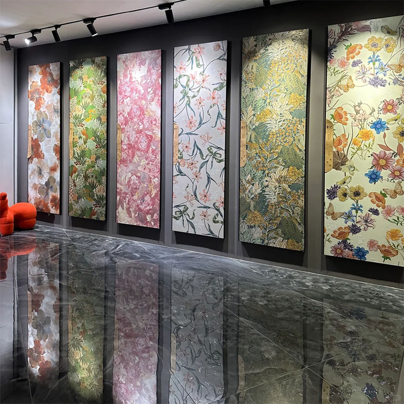 亮光彩色花片入户玄关卫生间沙发背景墙岩板佛山墙砖艺术定制工艺