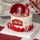 中国风乔迁之喜蛋糕装 饰2025万事大吉八方来财顺遂福旺甜品台插件