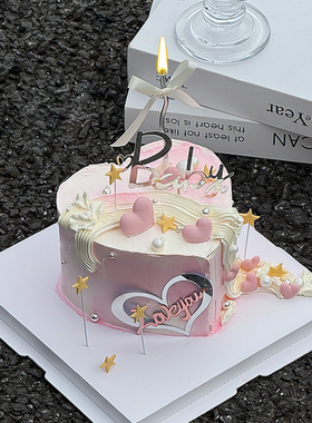 520情人节蛋糕装饰告白表白烘焙插牌爱心iloveyou亚克力蜡烛插件