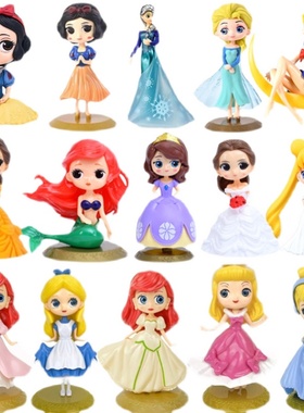 10个女孩白雪公主爱莎贝尔生日蛋糕装饰摆件烘焙娃娃摆件甜品插件