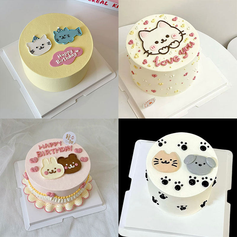 糖堡森林网红卡通情侣熊兔翻糖切模小猫小狗生日纪念日蛋糕模具