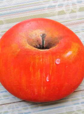 蓝青手绘石头画桌面摆件祝福礼物