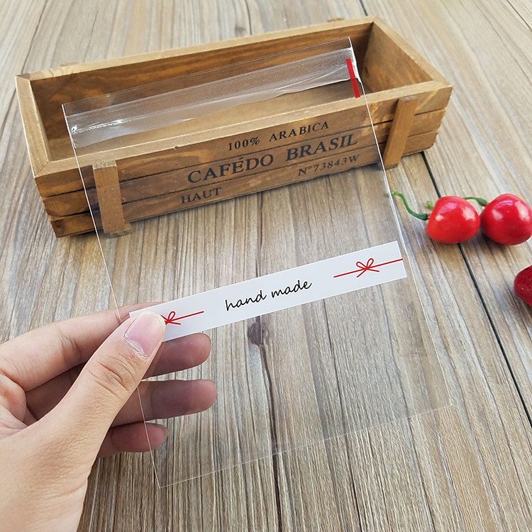 白色条纹handmade 磨砂笑脸自粘袋曲奇袋点心袋烘培包装袋糖果袋