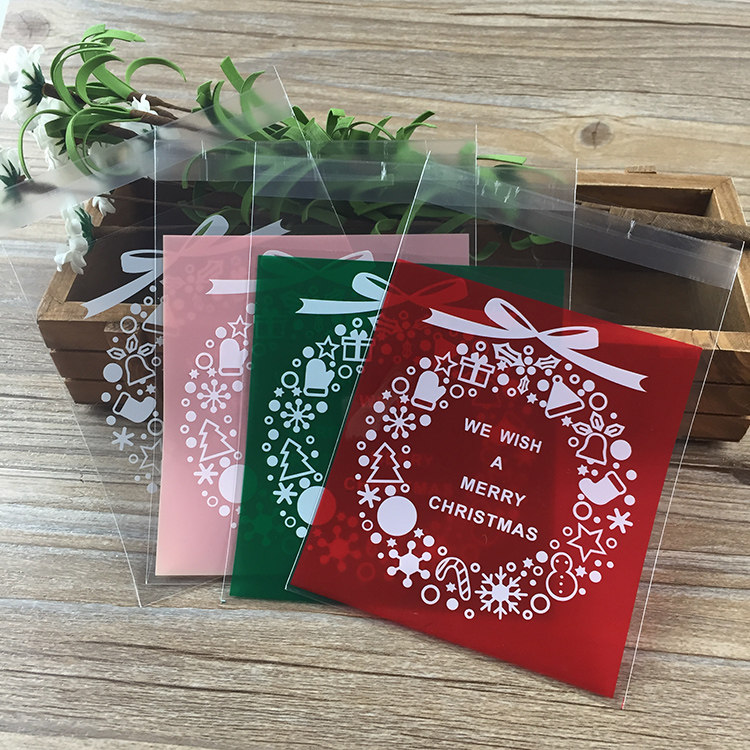 包邮圣诞节烘焙食品包装西点饼干袋 糖果袋 试用自粘包装袋 100只