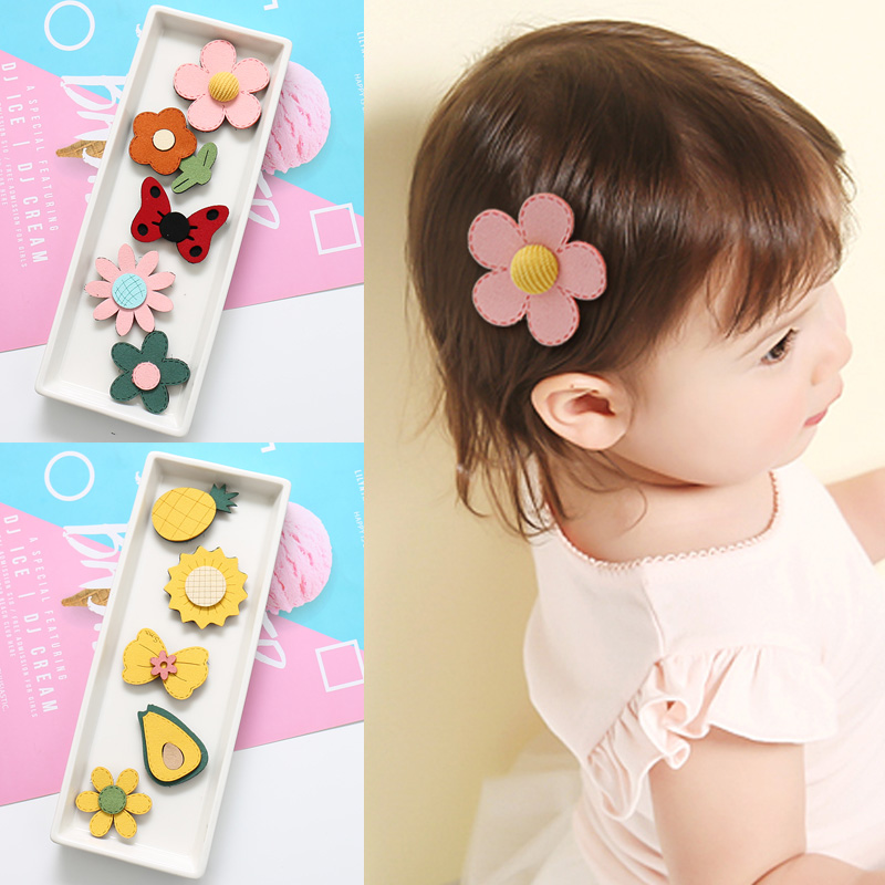 儿童宝可爱女花朵水果魔术贴刘海