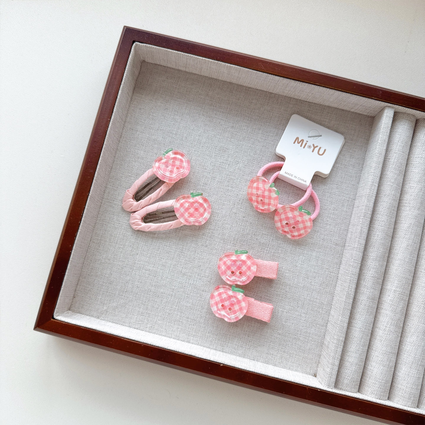 可爱粉色苹果儿童发夹女孩扎头皮筋不伤发宝宝刘海夹卡子侧边夹子