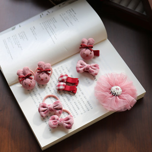 石川印象可爱粉色小兔子宝宝发夹蝴蝶结儿童发圈女孩头绳韩版