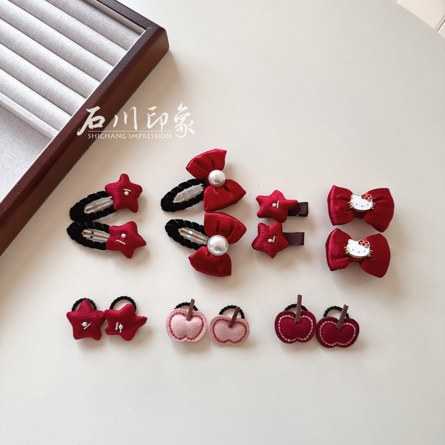 可爱小苹果星星发饰酒红女孩头饰图片
