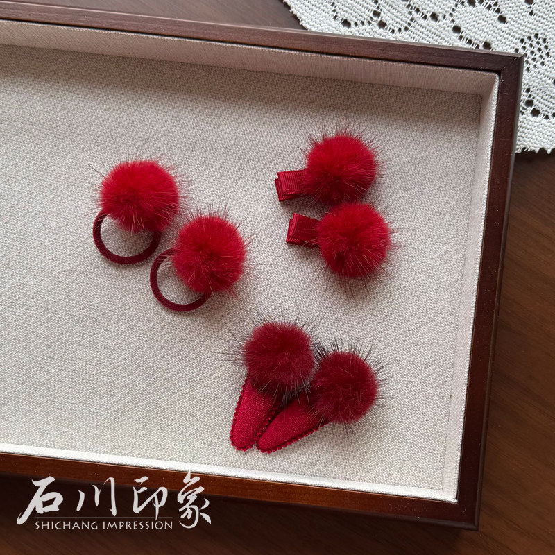 红色毛绒球新年发夹儿童新款宝宝刘海秋冬夹子小女孩女童过年头饰,童装/婴儿装/亲子装,发饰,淘宝优惠券,粉丝福利购,淘宝优惠卷