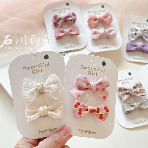 石川印象宝宝发夹可爱布艺小蝴蝶结儿童发卡发饰女孩刘海夹侧边夹