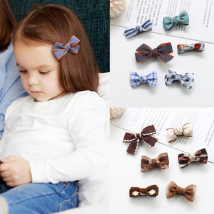 儿童发饰发夹套装 欧美范手工布艺蝴蝶结女童刘海夹宝宝边夹不伤发