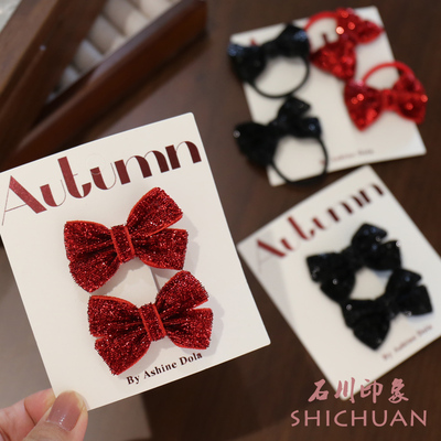 宝宝对夹发饰头绳皮筋发夹蝴蝶结