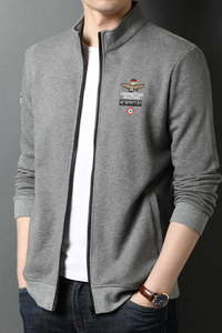 2021秋冬新款纯棉刺绣纯色休闲棒球服男士夹克外套男QLM55205-P95图片