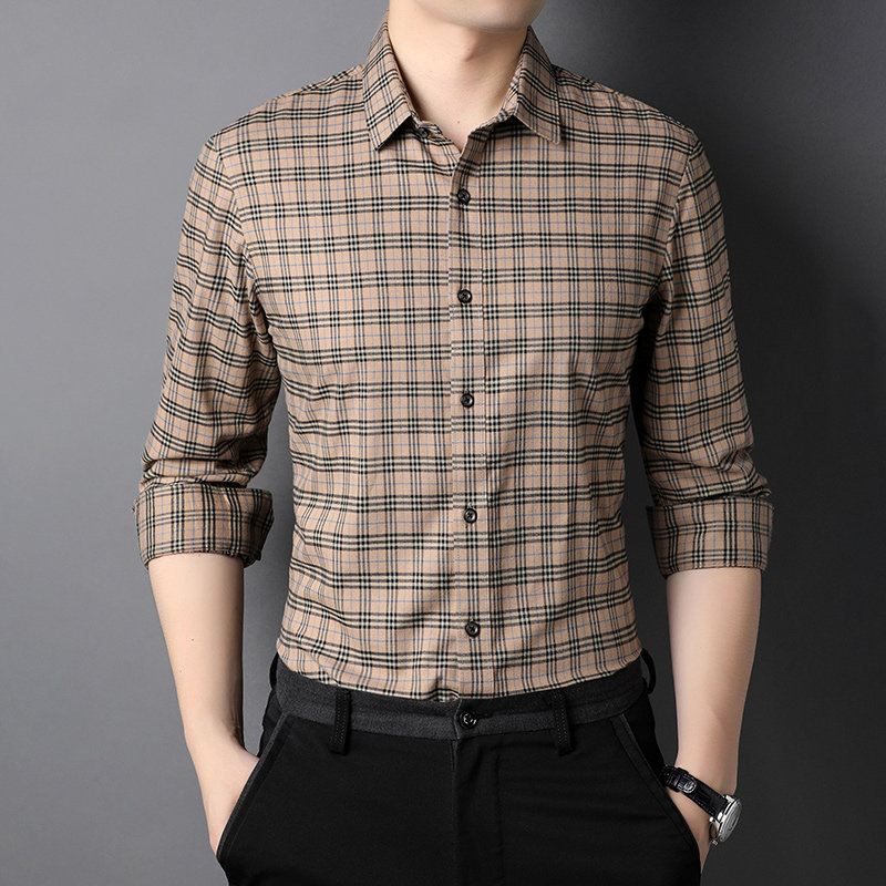 2021男秋装新款格子长袖衬衫时尚百搭休闲秋冬打底衬衣D6815-P85,男装衬衫,电商B212（原钱塘6029）