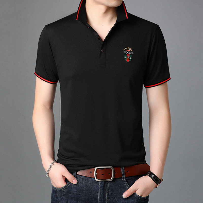 精品时尚短袖T恤男翻领POLO衫夏季青年男士休闲棉体恤衫D6802-37图片