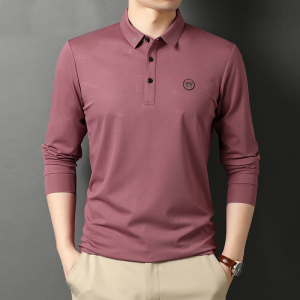 长袖T恤男体恤POLO衫春秋季中年男士商务休闲打底衫21D8211-P70图片