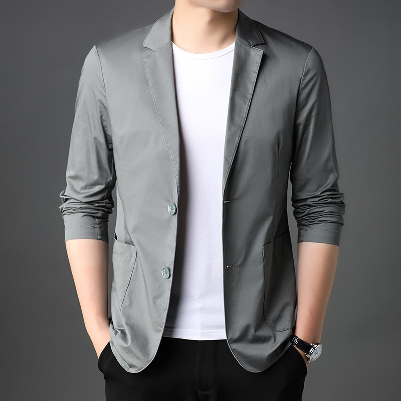 纯棉休闲西服男薄款秋季新款中青年男士小西装外套M2122-P175,男装西服,电商B212（原钱塘6029）