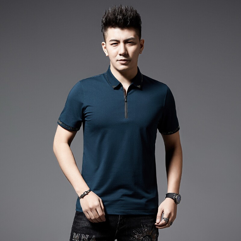 百搭男士商务休闲polo体恤衫夏季中年翻领短袖T恤AJY28013-P70,男装T恤,电商B212（原钱塘6029）