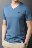秋季新款短袖t恤男士V领潮流纯色衣服宽松体恤QLM88231-P65，男装T恤，电商B212（原钱塘6029）