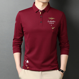 男士2021秋季新款长袖休闲t恤中青年polo衫翻领体恤QLM55154-P80，男装Polo衫，电商B212（原钱塘6029）