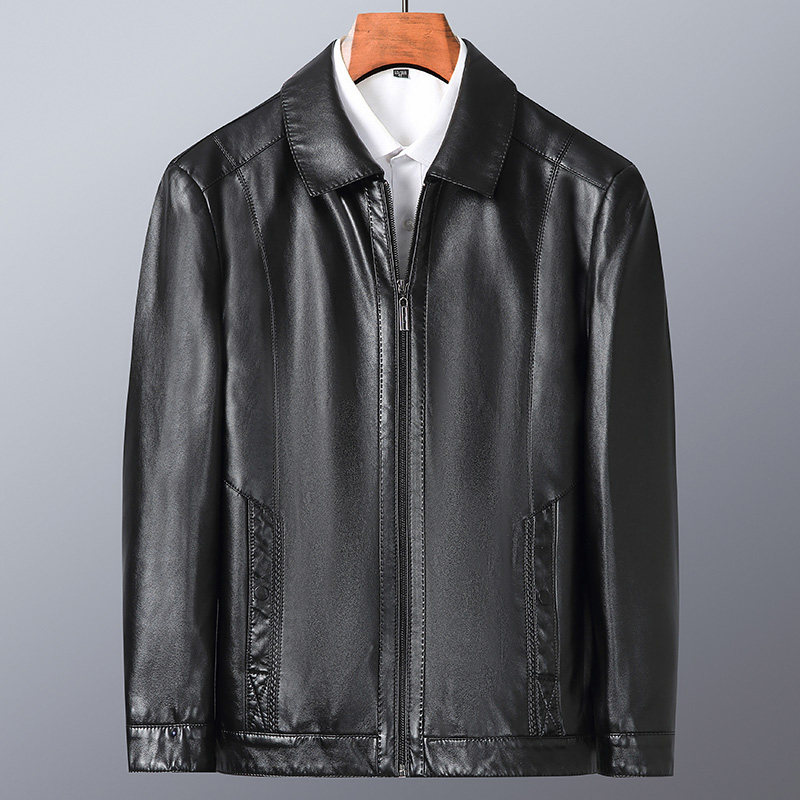 皮夹克男加绒加厚冬季中年男士休闲皮衣爸爸冬装外套PY1803-P180，男装皮衣，电商B212（原钱塘6029）